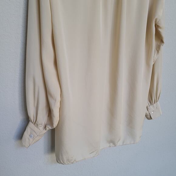 Shirt Strings California Vintage Blouse Top Womens Medium Beige Long Sleeve - Picture 11 of 11